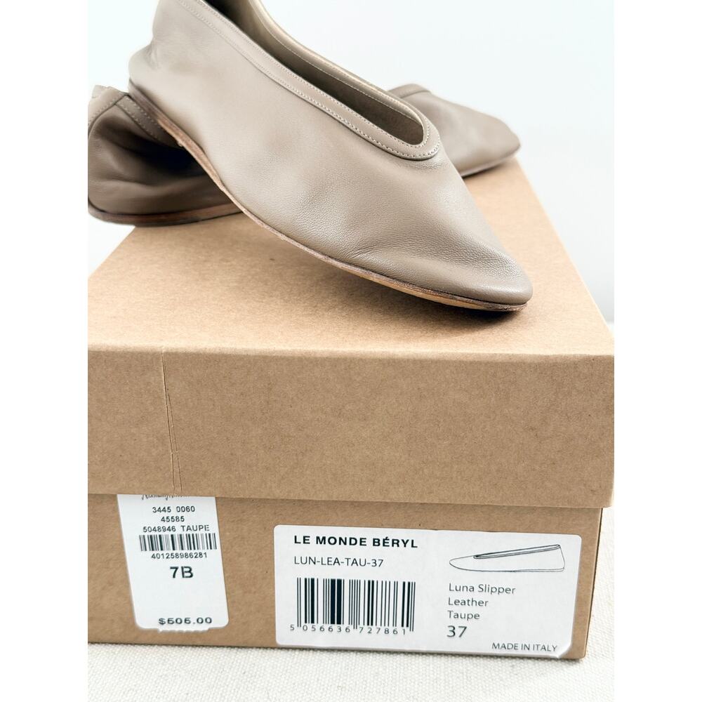 Le Monde Beryl Luna V-Cut Slip On Slipper Flat Taupe Leather Women's Size US 7 - Picture 4 of 10